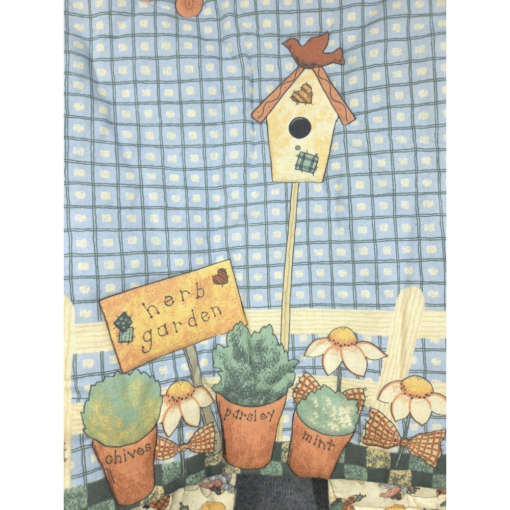 VTG‎ 90s Quilted Reversible Vest Gardening Angel Cat Herb Garden Folk Art L - Picture 5 of 10